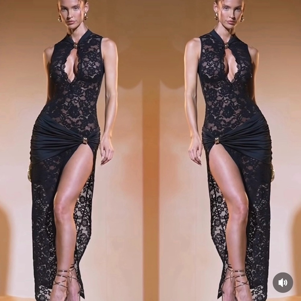 Elegant Black Lace Maxi Dress